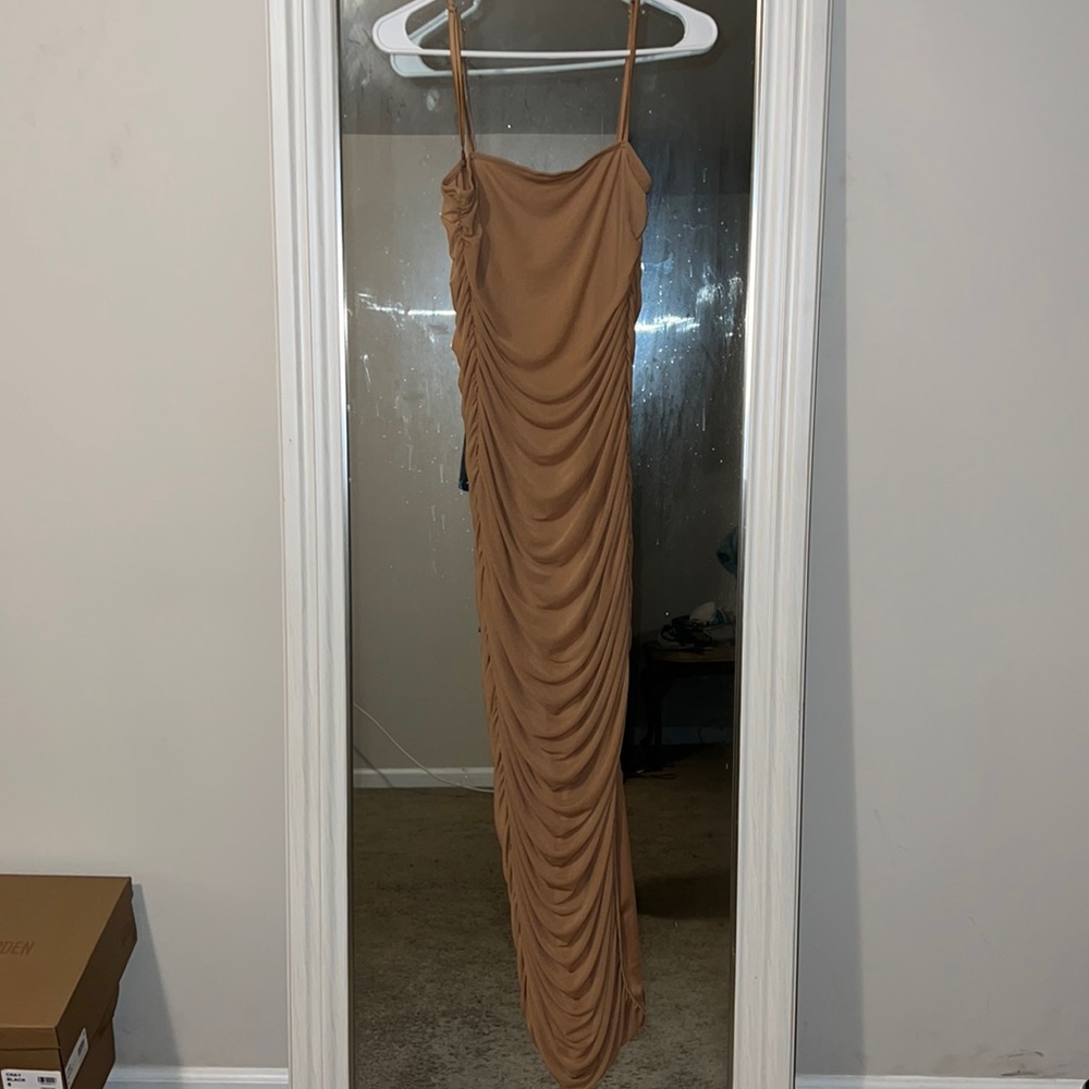 Fashion Nova Nude Bodycon Maxi Dress